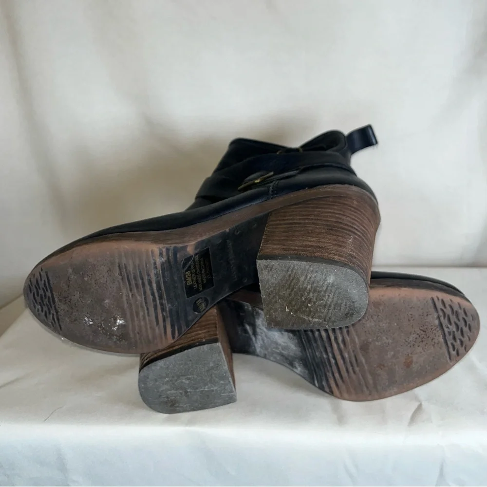 Lucky Brand Black Ankle Boots with Wooden Heel